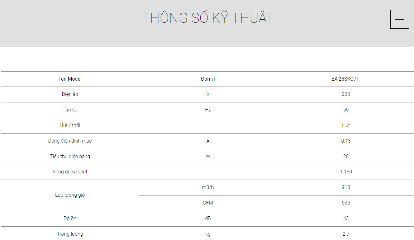 QUẠT ỐP TƯỜNG CÓ LƯỚI MITSUBISHI EX-25SKC7T