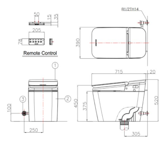 Bản vẽ bệt American KP8312 thông minh