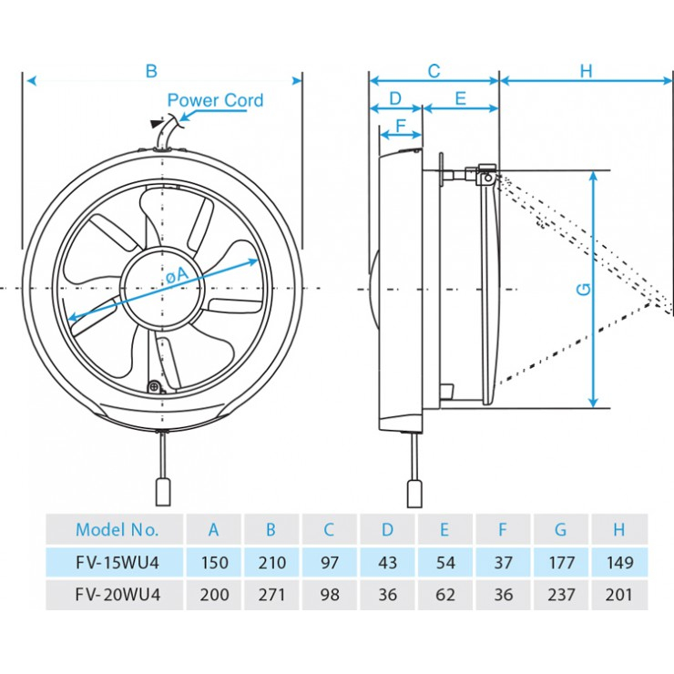 Quạt hút thông gió Panasonic FV-15WU4 ốp vách kính