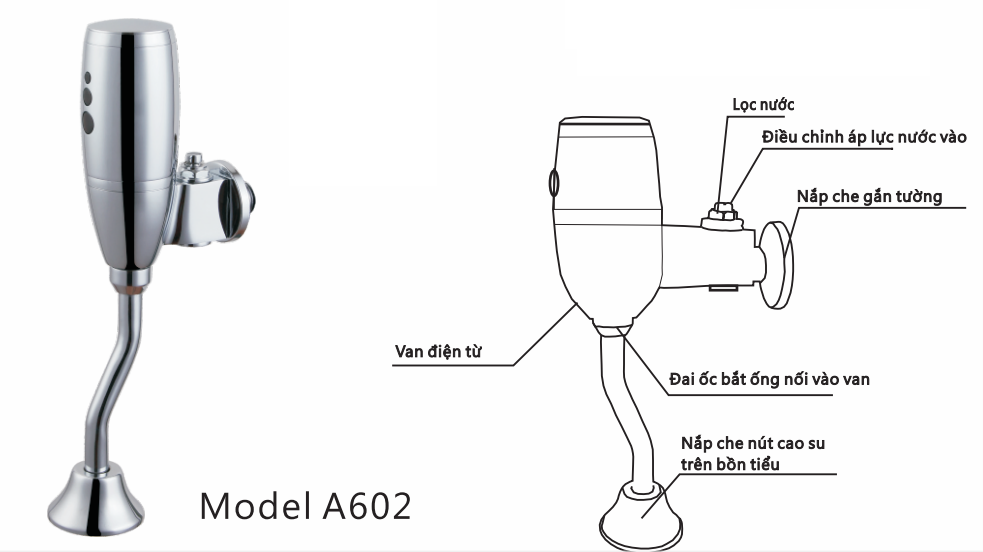 Van xả tiểu cảm ứng Techome A602