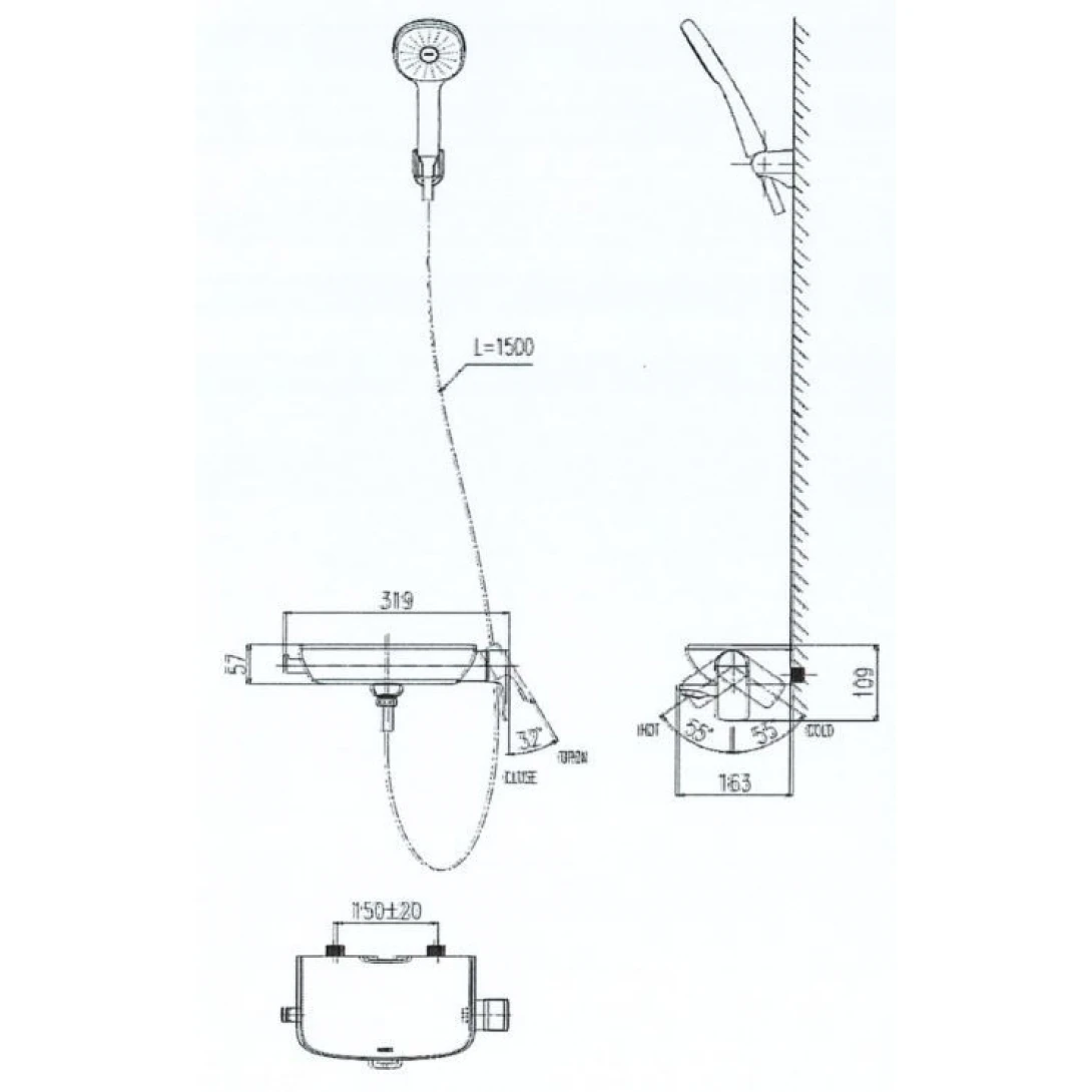 Vòi Sen Tắm Inax BFV-613S Tay Sen Tăng Áp Nóng Lạnh